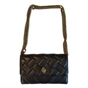 Kurt Geiger Black Quilted Crossbody Bag with Convertible Gold Chain